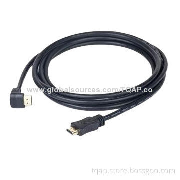 HDMI v.1.3 90° male to straight male connectors black cable with gold-plated connectors